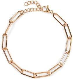 styleBREAKER Damen Edelstahl Armkette ohne Anhänger mit grober Gliederkette, Schmuck 05040185, Farbe:Rosegold von styleBREAKER