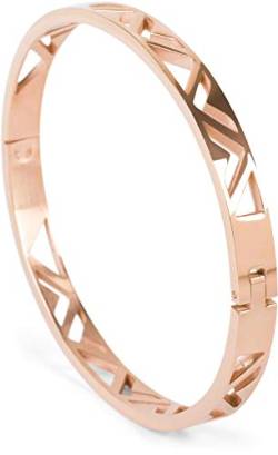 styleBREAKER Damen Edelstahl Armreif mit dreieckigen Cutouts im Azteken Style, Clipverschluss Armband, Schmuck, 05040168, Farbe:Rosegold von styleBREAKER