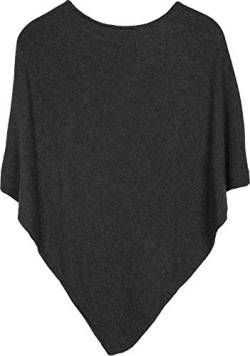 styleBREAKER Damen Feinstrick Poncho in Unifarben, leicht asymmetrischer Schnitt, Ärmellos, Rundhals 08010042, Farbe:Anthrazit von styleBREAKER