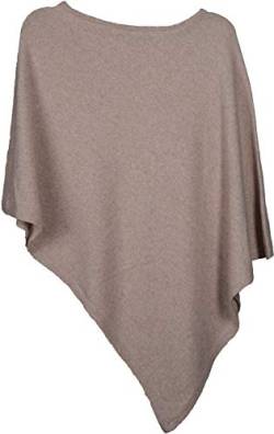 styleBREAKER Damen Feinstrick Poncho in Unifarben, leicht asymmetrischer Schnitt, Ärmellos, Rundhals 08010042, Farbe:Beige von styleBREAKER