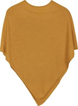 styleBREAKER Damen Feinstrick Poncho in Unifarben, leicht asymmetrischer Schnitt, Ärmellos, Rundhals 08010042, Farbe:Curry von styleBREAKER