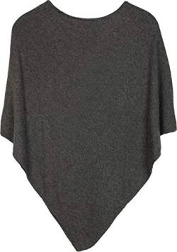 styleBREAKER Damen Feinstrick Poncho in Unifarben, leicht asymmetrischer Schnitt, Ärmellos, Rundhals 08010042, Farbe:Dunkelgrau von styleBREAKER