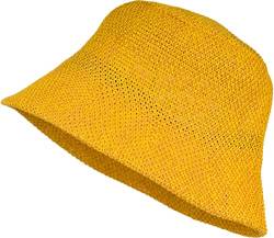 styleBREAKER Damen Fischerhut aus luftig gewebtem Papierstroh, Faltbarer Knautschhut, Sonnenhut, Bucket Hat 04025032, Farbe:Goldgelb von styleBREAKER