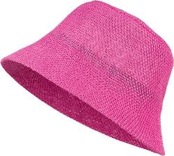 styleBREAKER Damen Fischerhut aus luftig gewebtem Papierstroh, Faltbarer Knautschhut, Sonnenhut, Bucket Hat 04025032, Farbe:Pink von styleBREAKER