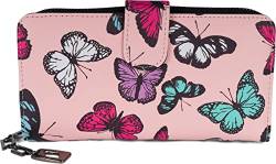 styleBREAKER Damen Geldbörse mit Buntem Schmetterling Muster, Vintage Design, Reißverschluss, Portemonnaie 02040156, Farbe:Rose von styleBREAKER