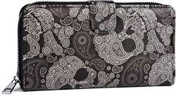 styleBREAKER Damen Geldbörse mit Totenkopf Paisley Print, Reißverschluss und Druckknopf, Portemonnaie 02040135, Farbe:Schwarz-Weiß von styleBREAKER