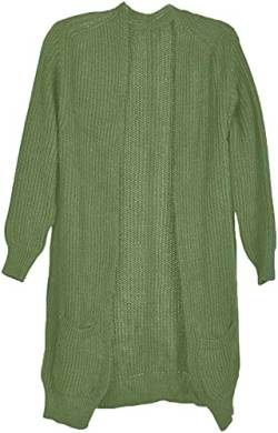 styleBREAKER Damen Grobstrick Cardigan mit aufgesetzten Taschen, Strickjacke ohne Verschluss, Strickmantel, OneSize 08010064, Farbe:Lindgrün von styleBREAKER