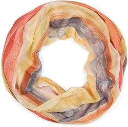 styleBREAKER Damen Loop Schal mit buntem Streifen Muster, leichter sommerlicher Schlauchschal mehrfarbig 01016218, Farbe:Orange-Gelb von styleBREAKER