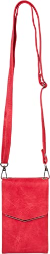 styleBREAKER Damen Mini Bag Umhängetasche, mit Metall Detail am Umschlag, Handytasche, Schultertasche, Handtasche 02012353, Farbe:Rot von styleBREAKER