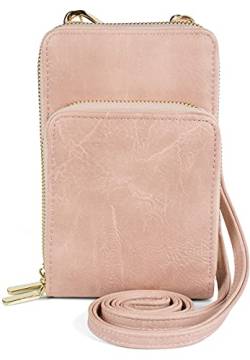 styleBREAKER Damen Mini Bag Umhängetasche mit RFID Schutz, Handytasche, 2 Reißverschluss Fächer, Schultertasche 02012376, Farbe:Rose von styleBREAKER