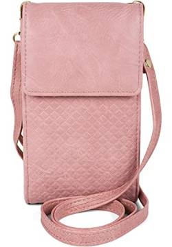 styleBREAKER Damen Mini Bag Umhängetasche mit geprägtem Waffelmuster und Druckknopf, Handytasche, Schultertasche 02012372, Farbe:Altrose von styleBREAKER