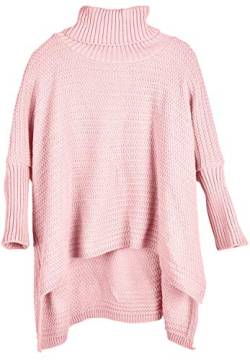 styleBREAKER Damen Oversize Strickpullover mit Perlmuster und Langen Ärmeln, Rollkragen, Poncho, OneSize 08010065, Farbe:Rose von styleBREAKER