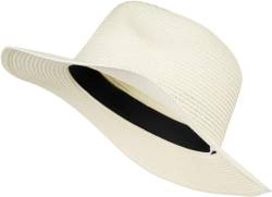 styleBREAKER Damen Panama Sonnenhut, Strohhut, Schlapphut, Faltbarer Knautschhut, Sommerhut, Fedora Hut 04025041, Farbe:Creme von styleBREAKER