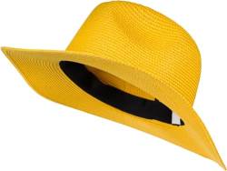 styleBREAKER Damen Panama Sonnenhut, Strohhut, Schlapphut, Faltbarer Knautschhut, Sommerhut, Fedora Hut 04025041, Farbe:Gelb von styleBREAKER