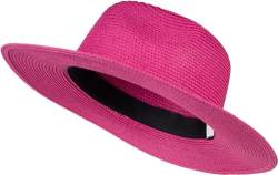 styleBREAKER Damen Panama Sonnenhut, Strohhut, Schlapphut, Faltbarer Knautschhut, Sommerhut, Fedora Hut 04025041, Farbe:Pink von styleBREAKER