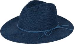 styleBREAKER Damen Panama Sonnenhut mit dünnem Hutband, Strohhut, Schlapphut, Sommerhut, Fedora Hut 04025040, Farbe:Dunkelblau von styleBREAKER