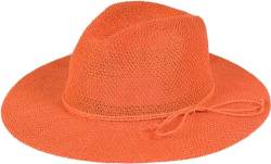 styleBREAKER Damen Panama Sonnenhut mit dünnem Hutband, Strohhut, Schlapphut, Sommerhut, Fedora Hut 04025040, Farbe:Orange von styleBREAKER