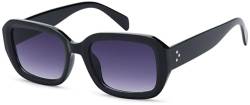 styleBREAKER Damen Retro Sonnenbrille mit breitem Kunststoff Rahmen und Rechteckigen Polycarbonat Gläsern 09020143, Farbe:Gestell Schwarz/Glas Grau Verlauf von styleBREAKER