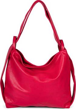 styleBREAKER Damen Rucksack Handtasche Einfarbig, Reißverschluss, Shopper, 2 in 1 Schultertasche 02012395, Farbe:Rot von styleBREAKER