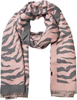 styleBREAKER Damen Schal mit Zebra Animal Print Muster, warmer Tierprint Schal mit Fransen, Reversible Style 01017158, Farbe:Rose-Grau von styleBREAKER