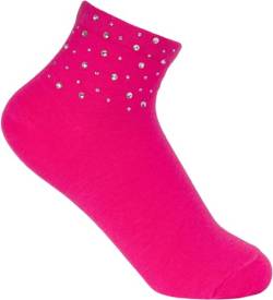 styleBREAKER Damen Socken mit Strass Applikation am Bund, Größe 35-41 EU / 5-9 US / 4-7 UK, Söckchen Glitzersteine 08030014, Farbe:Pink von styleBREAKER