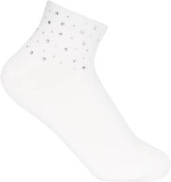 styleBREAKER Damen Socken mit Strass Applikation am Bund, Größe 35-41 EU / 5-9 US / 4-7 UK, Söckchen Glitzersteine 08030014, Farbe:Weiß von styleBREAKER