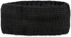 styleBREAKER Damen Stirnband in feiner Häkel Optik einfarbig, Thermo Fleece Futter, Uni Winter Headband 04026051, Farbe:Schwarz von styleBREAKER