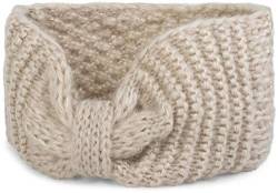 styleBREAKER Damen Strick Stirnband mit Schleife, Reiskorn Strick-Muster, Winter Haarband, Headband 04026006, Farbe:Beige von styleBREAKER