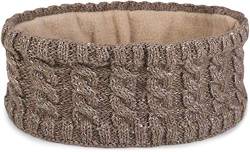 styleBREAKER Damen Strick Stirnband mit Zopfmuster und Pailletten, Fleece Futter, Haarband, Thermo Winter Headband 04026028, Farbe:Braun von styleBREAKER