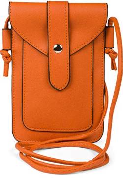 styleBREAKER Damen Touchscreen Handytasche einfarbig mit Druckknopf, Schultertasche, Umhängetasche, Mini Bag 02012369, Farbe:Orange von styleBREAKER