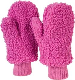 styleBREAKER Damen Winter Fäustlinge in Teddyfell Optik, warme Handschuhe, Thermo-Fleece Futter, Strickhandschuhe 09010044, Farbe:Pink von styleBREAKER