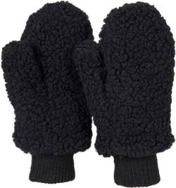 styleBREAKER Damen Winter Fäustlinge in Teddyfell Optik, warme Handschuhe, Thermo-Fleece Futter, Strickhandschuhe 09010044, Farbe:Schwarz von styleBREAKER