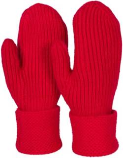 styleBREAKER Damen Winter Strick Fäustlinge Einfarbig mit gemustertem Bund, warme Fausthandschuhe, Strickhandschuhe 09010046, Farbe:Rot von styleBREAKER