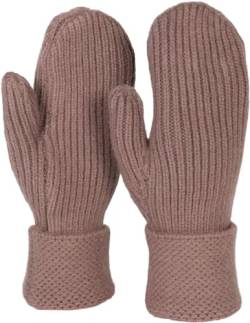 styleBREAKER Damen Winter Strick Fäustlinge Einfarbig mit gemustertem Bund, warme Fausthandschuhe, Strickhandschuhe 09010046, Farbe:Taupe von styleBREAKER