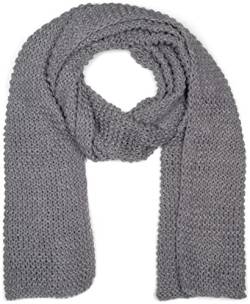 styleBREAKER Damen langer Strick Schal mit Wellen Strickmuster, warmer Winter Strickschal Einfarbig 01018168, Farbe:Grau von styleBREAKER