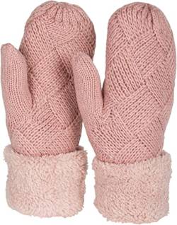 styleBREAKER Damen warme Winter Strick Fäustlinge, Handschuhe mit Rauten Muster, Thermo Fleece, Strickhandschuhe 09010031, Farbe:Altrose von styleBREAKER