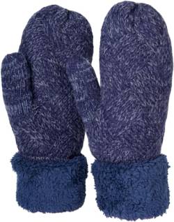 styleBREAKER Damen warme Winter Strick Fäustlinge, Handschuhe mit Rauten Muster, Thermo Fleece, Strickhandschuhe 09010031, Farbe:Dunkelblau meliert von styleBREAKER