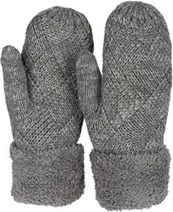 styleBREAKER Damen warme Winter Strick Fäustlinge, Handschuhe mit Rauten Muster, Thermo Fleece, Strickhandschuhe 09010031, Farbe:Grau von styleBREAKER