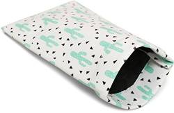 styleBREAKER Etui für Sonnenbrillen mit Kaktus Print und Putztuch, Brillenetui mit Schnappverschluss, Damen 09020075, Farbe:Weiß-Mint von styleBREAKER