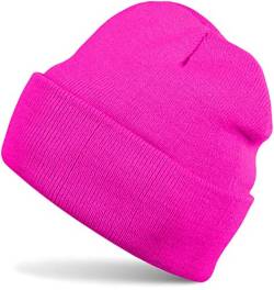 styleBREAKER Kinder Beanie Strickmütze mit breiter Krempe, Feinstrick Mütze doppelt gestrickt, Kindermütze 2-5 Jahre 04024030, Farbe:Pink von styleBREAKER