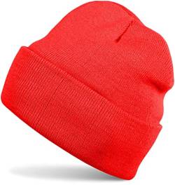 styleBREAKER Kinder Beanie Strickmütze mit breiter Krempe, Feinstrick Mütze doppelt gestrickt, Kindermütze 2-5 Jahre 04024030, Farbe:Rot von styleBREAKER