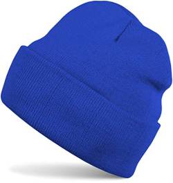 styleBREAKER Kinder Beanie Strickmütze mit breiter Krempe, Feinstrick Mütze doppelt gestrickt, Kindermütze 2-5 Jahre 04024030, Farbe:Royalblau von styleBREAKER