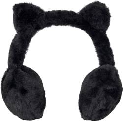 styleBREAKER Kinder Ohrenwärmer aus Plüsch mit Öhrchen, warme kuschlig weiche Winter Ohrenschützer, Earmuffs 04026067, Farbe:Schwarz von styleBREAKER