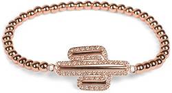 styleBREAKER Kugel Armband mit Strass besetztem Kaktus Anhänger, Gummizug, Kugelarmband, Schmuck, Damen 05040133, Farbe:Rosegold von styleBREAKER