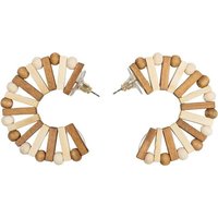 styleBREAKER Paar Creolen (2, 2-tlg), Holz Creolen Ohrringe mit Perlen und Stäbchen von styleBREAKER