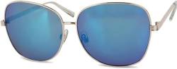 styleBREAKER Sonnenbrille mit ovalen Polycarbonat Gläsern und Vollrand Metallgestell, Damen 09020070, Farbe:Gestell Gold/Glas Blau verspiegelt von styleBREAKER