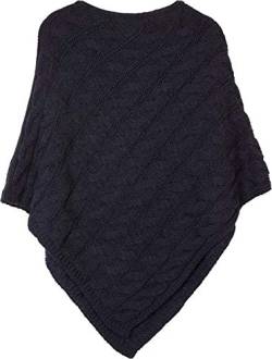 styleBREAKER Strick Poncho mit Zopfmuster, Rundhals Strickponcho, Grobstrick, Damen 08010040, Farbe:Midnight-Blue/Dunkelblau von styleBREAKER