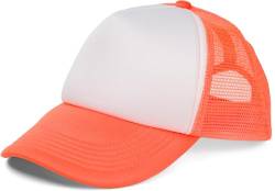 styleBREAKER Unisex 5-Panel Mesh Cap, Trucker Baseball Cap, Basecap, Click und Snap Verschluss verstellbar 04023007, Farbe:Weiß-Neonorange von styleBREAKER