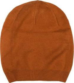 styleBREAKER Unisex Feinstrick Beanie Mütze Einfarbig mit Rippbündchen, Doppellagige Winter Strickmütze warm 04024195, Farbe:Cognac von styleBREAKER