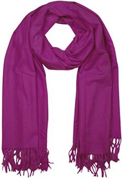 styleBREAKER Unisex Langer Schal einfarbig mit Fransen, Winter Stola Warm Unifarben, Weiches Tuch Viskose 01017104, Farbe:Violett von styleBREAKER